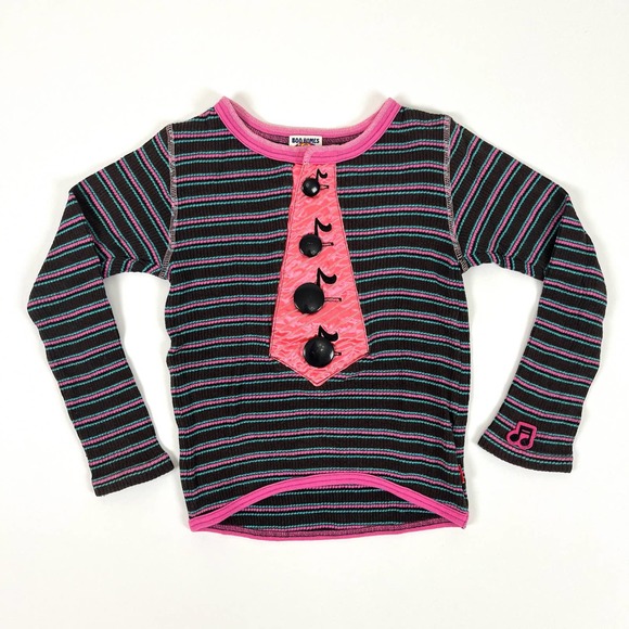 Y2K Musical Notes Striped Top - Picture 1 of 6